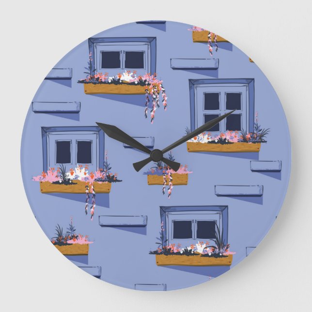 Cool Wall Windows Sommermuster Große Wanduhr (Vorderseite)