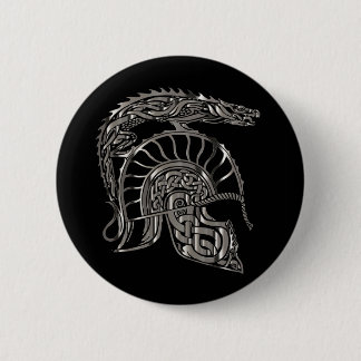 Cool Warrior Metallic Dragon Helmet Button