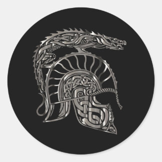 Cool Warrior Metallic Dragon Helmet Runder Aufkleber