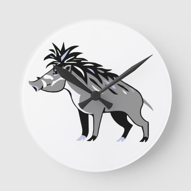 Cool Warty PIG - Tierliebhaber - Warthog - Natur Runde Wanduhr (Vorderseite)