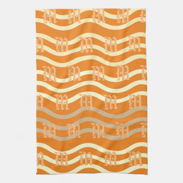 Cool Wave Monogram Mustertuch Geschirrtuch (Vertikal)