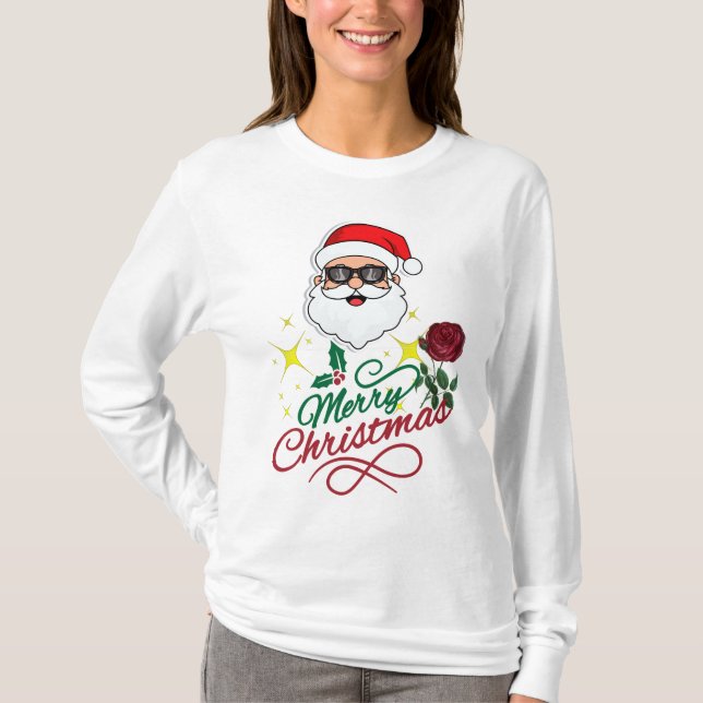 Cool Weihnachten mit Rose & Holly T-Shirt (Vorderseite)