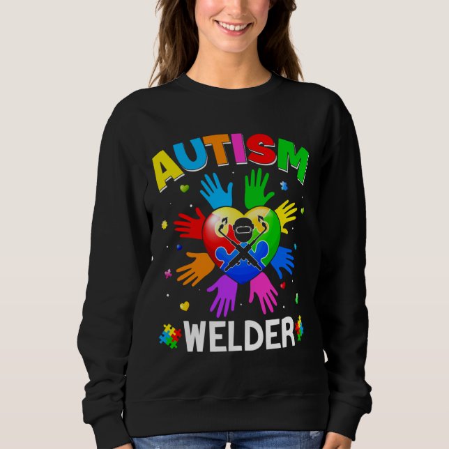 Cool Welder Autismus Bewusstsein Herz Puzzle Aufzi Sweatshirt (Vorderseite)