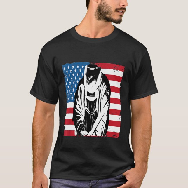 Cool Welder Usa Patriotische Amerikanische Flagge  T-Shirt (Vorderseite)