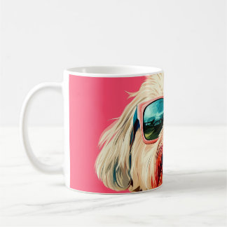 Cool West Highland White Terrier dog with sunglass Kaffeetasse