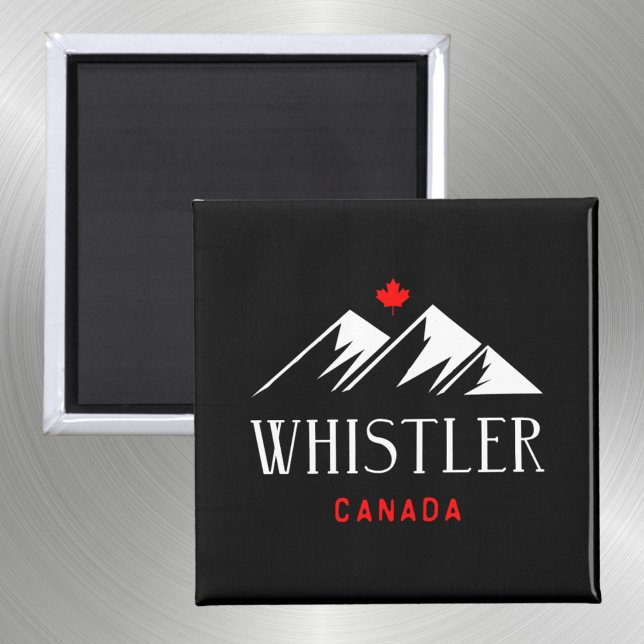Cool Whistler Canada Mountains Maple Leaf Dark Magnet (Von Creator hochgeladen)