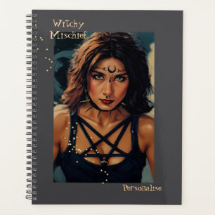 Cool Witchy Mischief Quote Girly Gray Journal Planer