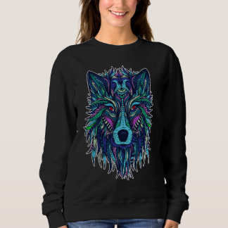 COOL WOLF  for wolves  TRIBAL PATTERN Sweatshirt