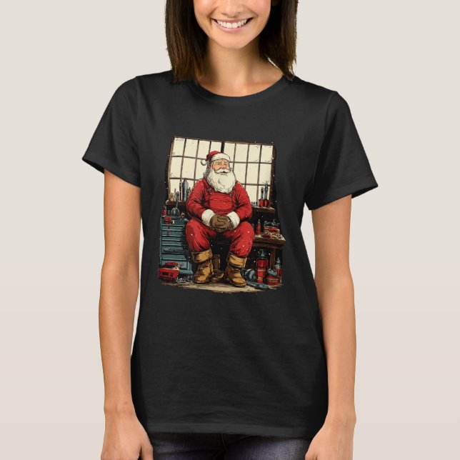 Cool Workshop Santa Claus With Wrenches Tool Costu T-Shirt (Vorderseite)