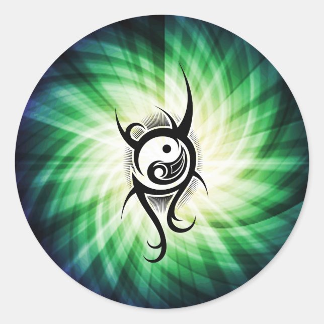 Cool Yin Yang Runder Aufkleber (Vorderseite)