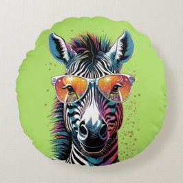 Cool Zebra Vibes Rundes Kissen