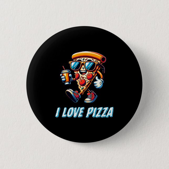 Cool Zza Slice Funny Food Lovers Kids Men And Wome Button (Vorderseite)