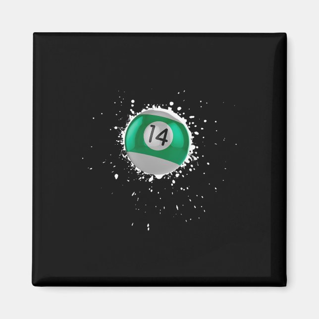 Coole 14-Ball Vierzehn Billard Paint Splatte Magnet (Vorne)