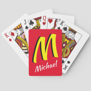 Coole 3D-Schattenrot und Gelb Mit Monogramm Spielkarten