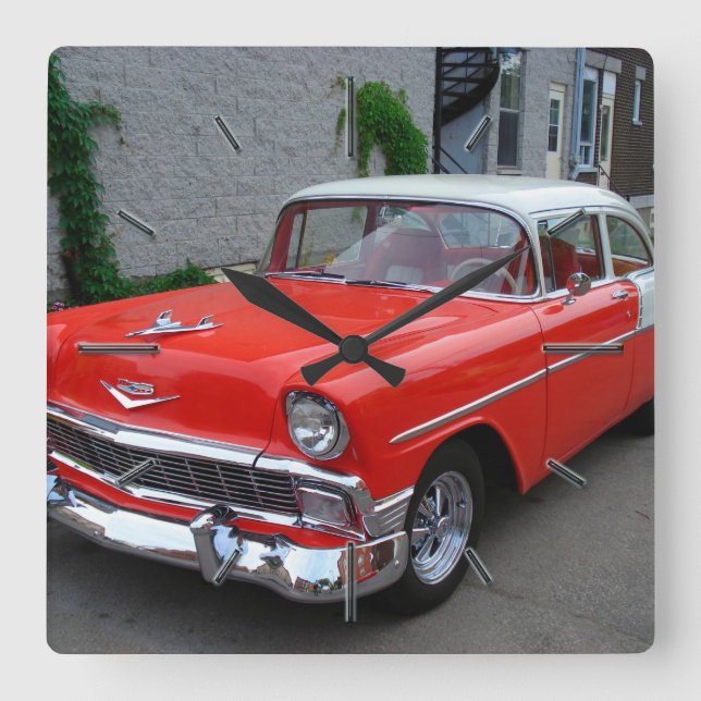 Coole 56 Chevy Wahl-Wand-Uhr Quadratische Wanduhr (Vorderseite)