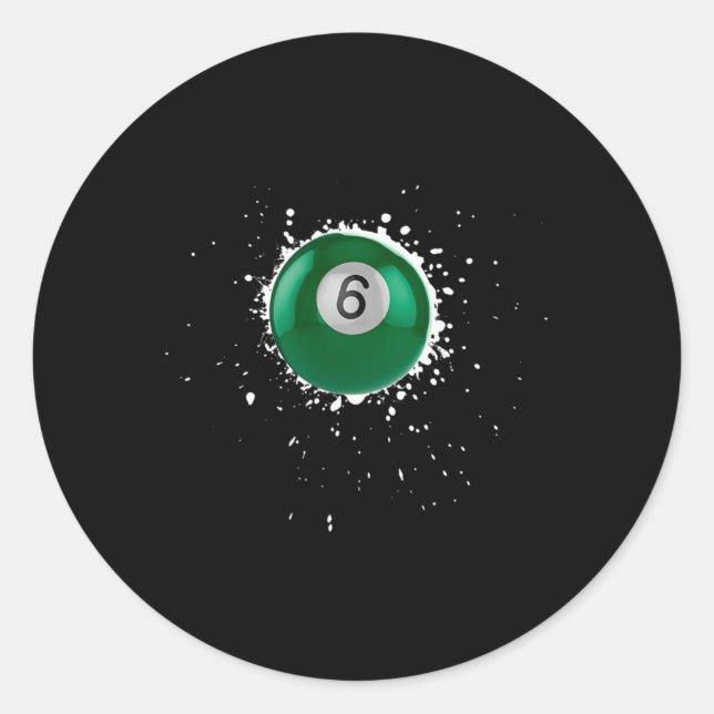 Coole 6-Ball-Billard Billard Spritzer Bill Runder Aufkleber (Vorderseite)