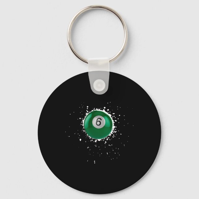 Coole 6-Ball-Billard Billard Spritzer Bill Schlüsselanhänger (Vorderseite)