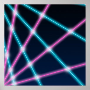 Coole 80er-Laser-Schulporträt-Hintergrundkulisse Poster
