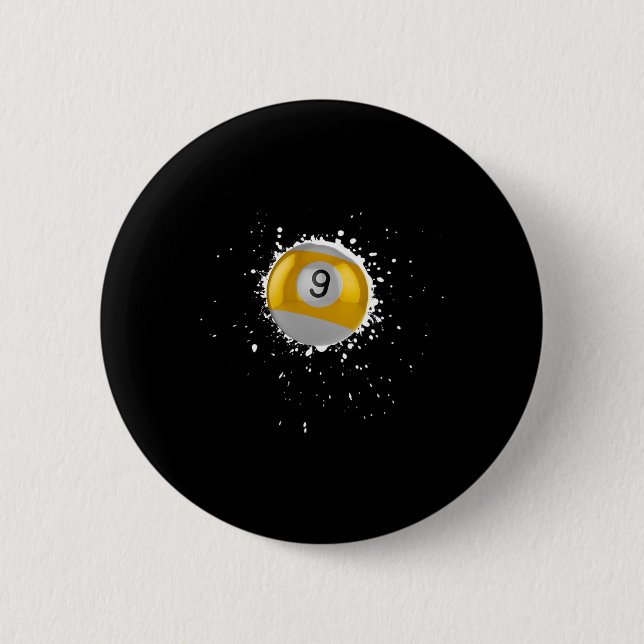 Coole 9-Ball-Nine Pool Billard Paint Spritzer Bil Button (Vorderseite)
