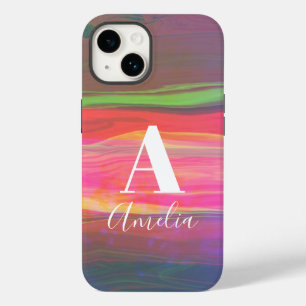 Coole Abstrakte Art Monogram Name Hot Pink Case-Mate iPhone 14 Hülle