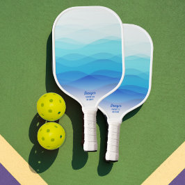 Coole Abstrakte Blauwellen Personalisiert Pickleball Schläger