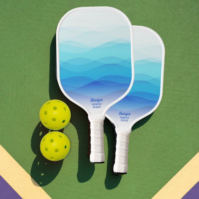 Coole Abstrakte Blauwellen Personalisiert Pickleball Schläger (Von Creator hochgeladen)