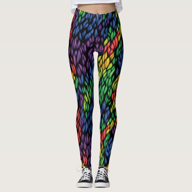 Coole Abstrakte botanische Blätter Leggings (Vorderseite)