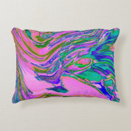 Coole Abstrakte Chartreuse und Hot Pink Groovy Ret Dekokissen