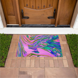 Coole Abstrakte Chartreuse und Hot Pink Groovy Ret Fußmatte