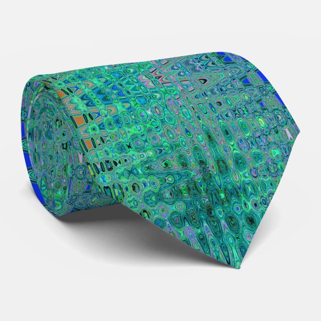 Coole Abstrakte Grün- und Schwarz-Atomretro Zigzag Krawatte (Gerollt)
