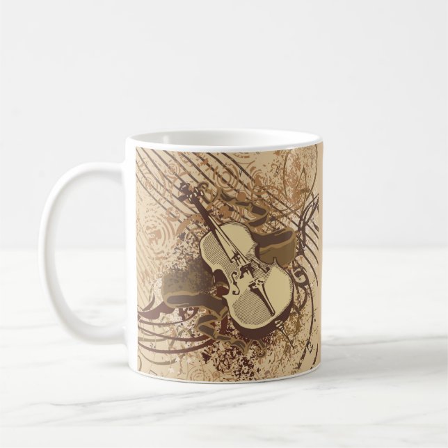 Coole Abstrakte Grunge Violin Zeichnend Kaffeetasse (Links)