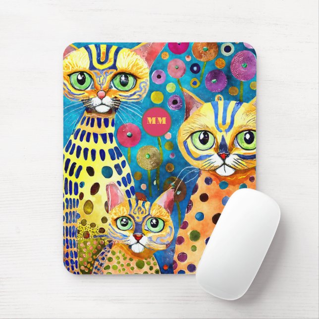 Coole abstrakte Katzen Mousepad (Mit Mouse)