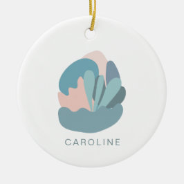 Coole Abstrakte Modernität in Blue Personalisiert Keramik Ornament