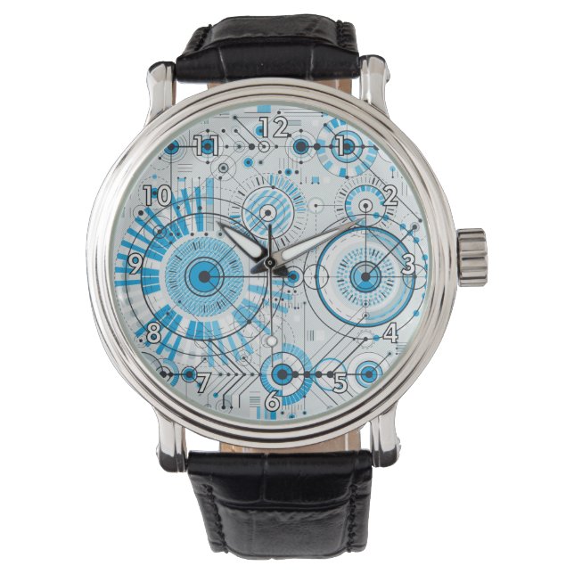 Coole Abstrakte Motor-Technologie Armbanduhr (Vorderseite)