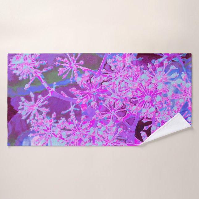 Coole Abstrakte Retro-Natur in heißrosa und Lila Badehandtuch (Badehandtuch)