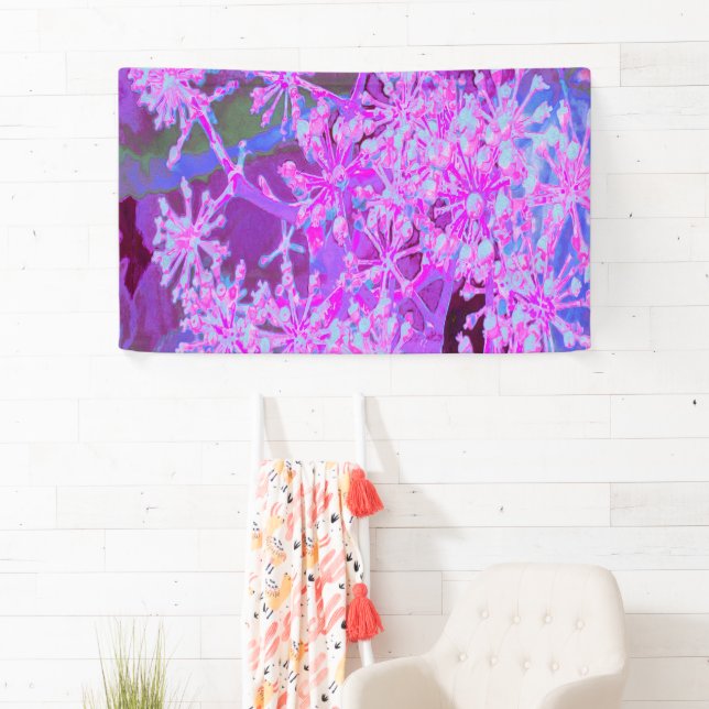 Coole Abstrakte Retro-Natur in heißrosa und Lila Banner (Insitu)