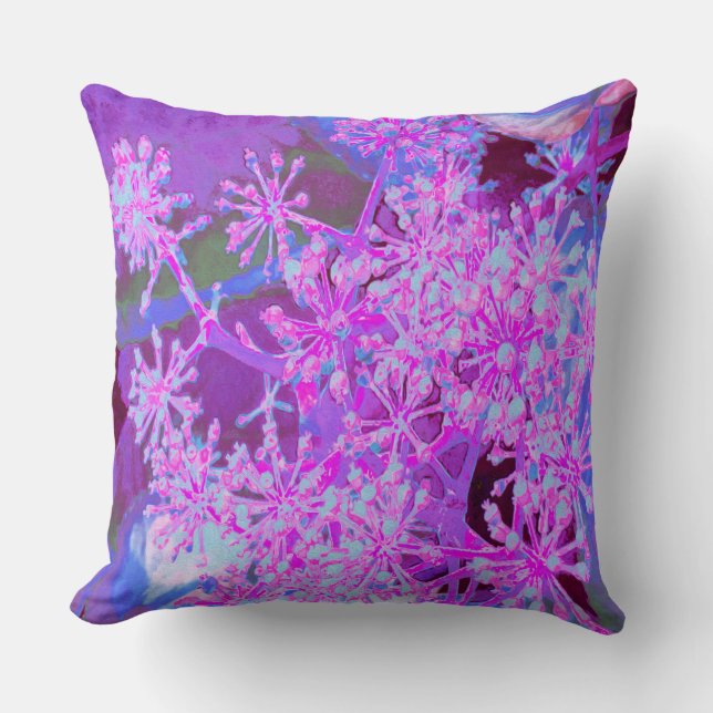 Coole Abstrakte Retro-Natur in heißrosa und Lila Kissen (Vorderseite)