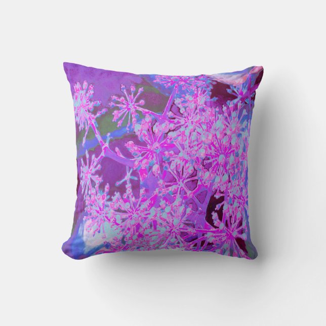 Coole Abstrakte Retro-Natur in heißrosa und Lila Kissen (Vorderseite)