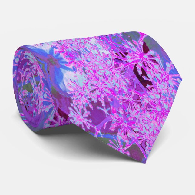 Coole Abstrakte Retro-Natur in heißrosa und Lila Krawatte (Gerollt)
