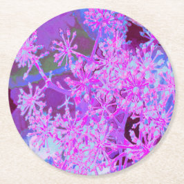 Coole Abstrakte Retro-Natur in heißrosa und Lila Runder Pappuntersetzer