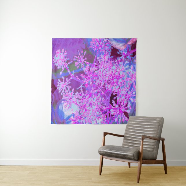 Coole Abstrakte Retro-Natur in heißrosa und Lila Wandteppich (Beispiel)