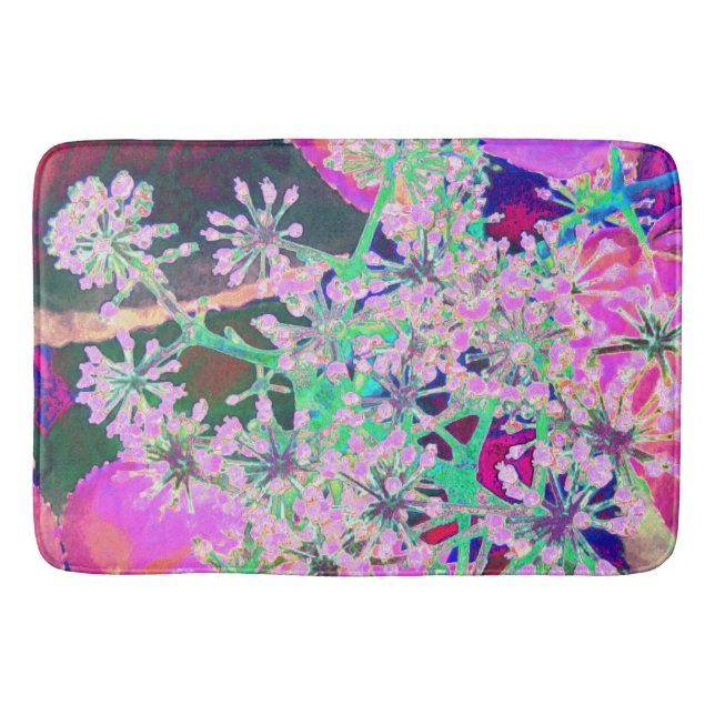 Coole Abstrakte Retro-Natur in Rosa und Kalkgrün Badematte (Vorderseite)