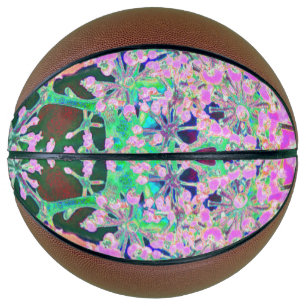 Coole Abstrakte Retro-Natur in Rosa und Kalkgrün Basketball