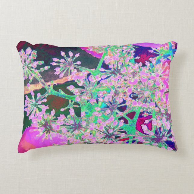 Coole Abstrakte Retro-Natur in Rosa und Kalkgrün Dekokissen (Vorderseite)