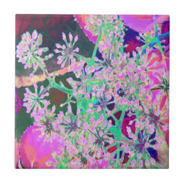 Coole Abstrakte Retro-Natur in Rosa und Kalkgrün Fliese