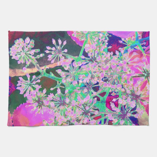 Coole Abstrakte Retro-Natur in Rosa und Kalkgrün Geschirrtuch (Horizontal)