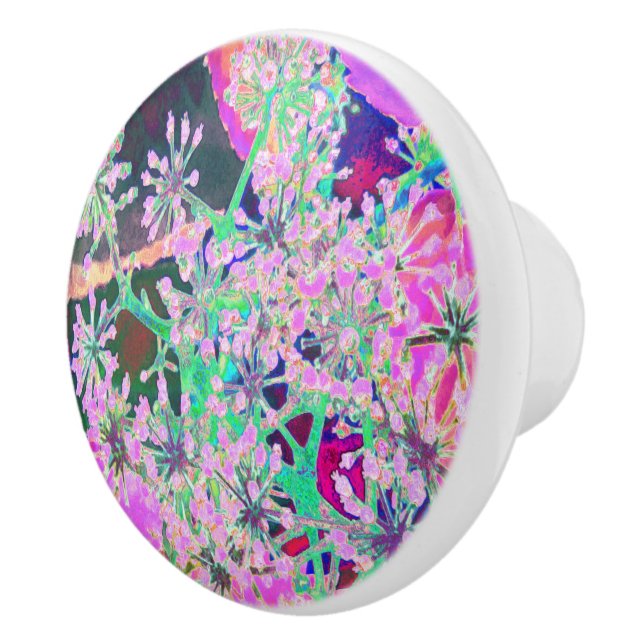 Coole Abstrakte Retro-Natur in Rosa und Kalkgrün Keramikknauf (Rechts)