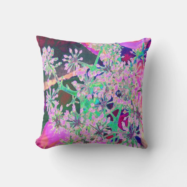 Coole Abstrakte Retro-Natur in Rosa und Kalkgrün Kissen (Vorderseite)