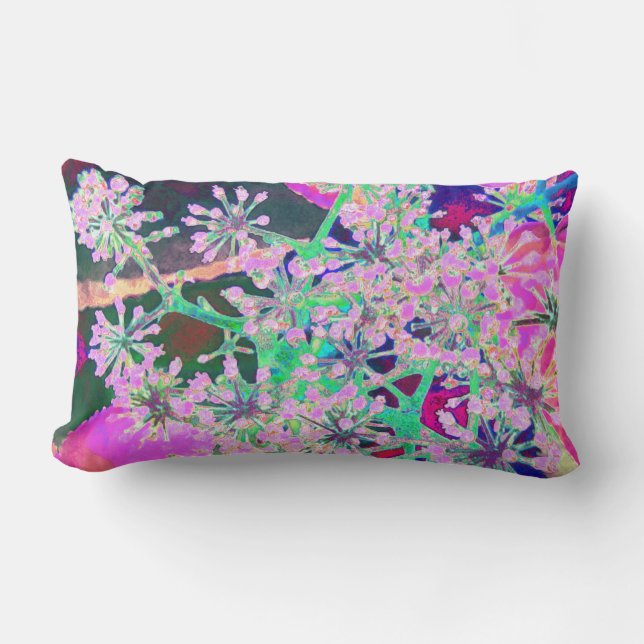 Coole Abstrakte Retro-Natur in Rosa und Kalkgrün Lendenkissen (Vorderseite)