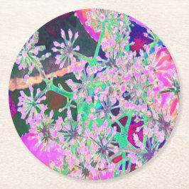 Coole Abstrakte Retro-Natur in Rosa und Kalkgrün Runder Pappuntersetzer